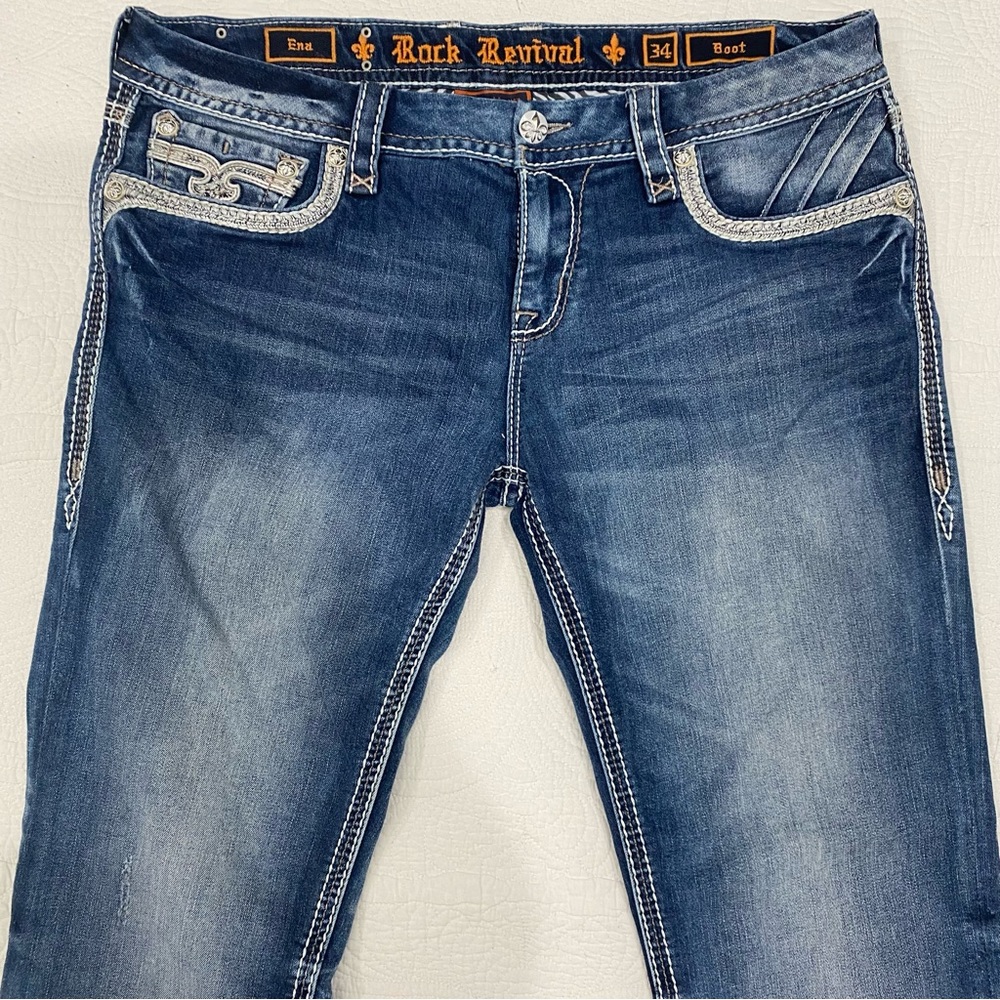 Like New Rock revival Ena  Stretch Jeans Size 34 - Picture 5 of 13